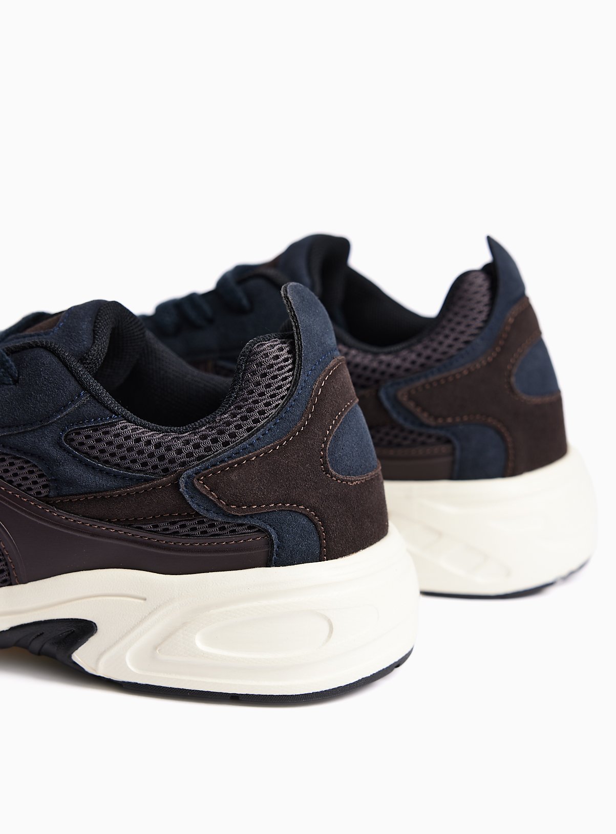 Navy & Brown Multi Panel Jogger Trainers 10 - Image 4 thumbnail